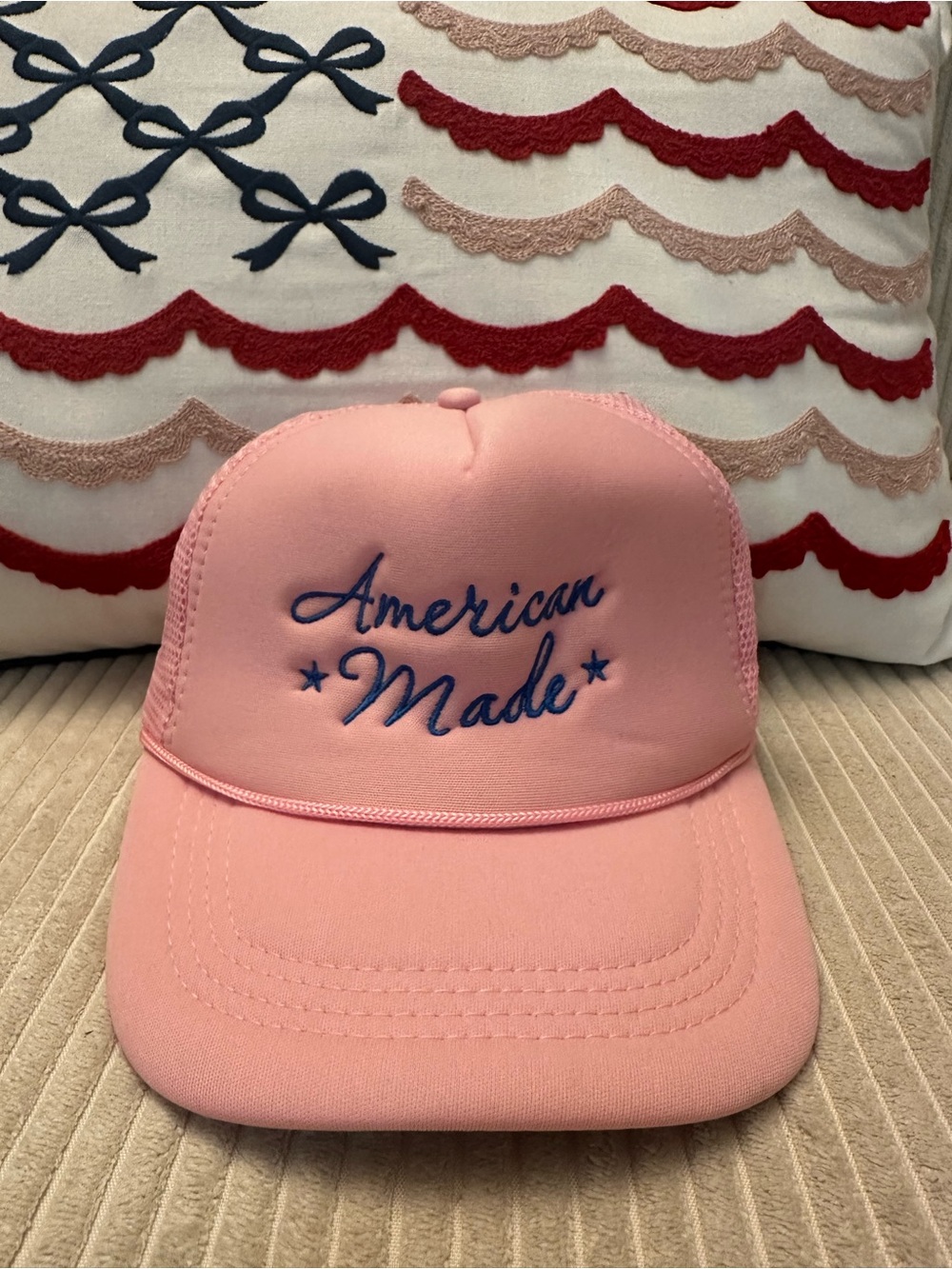 NEW American Made Pink Mesh Back Trucker Hat
